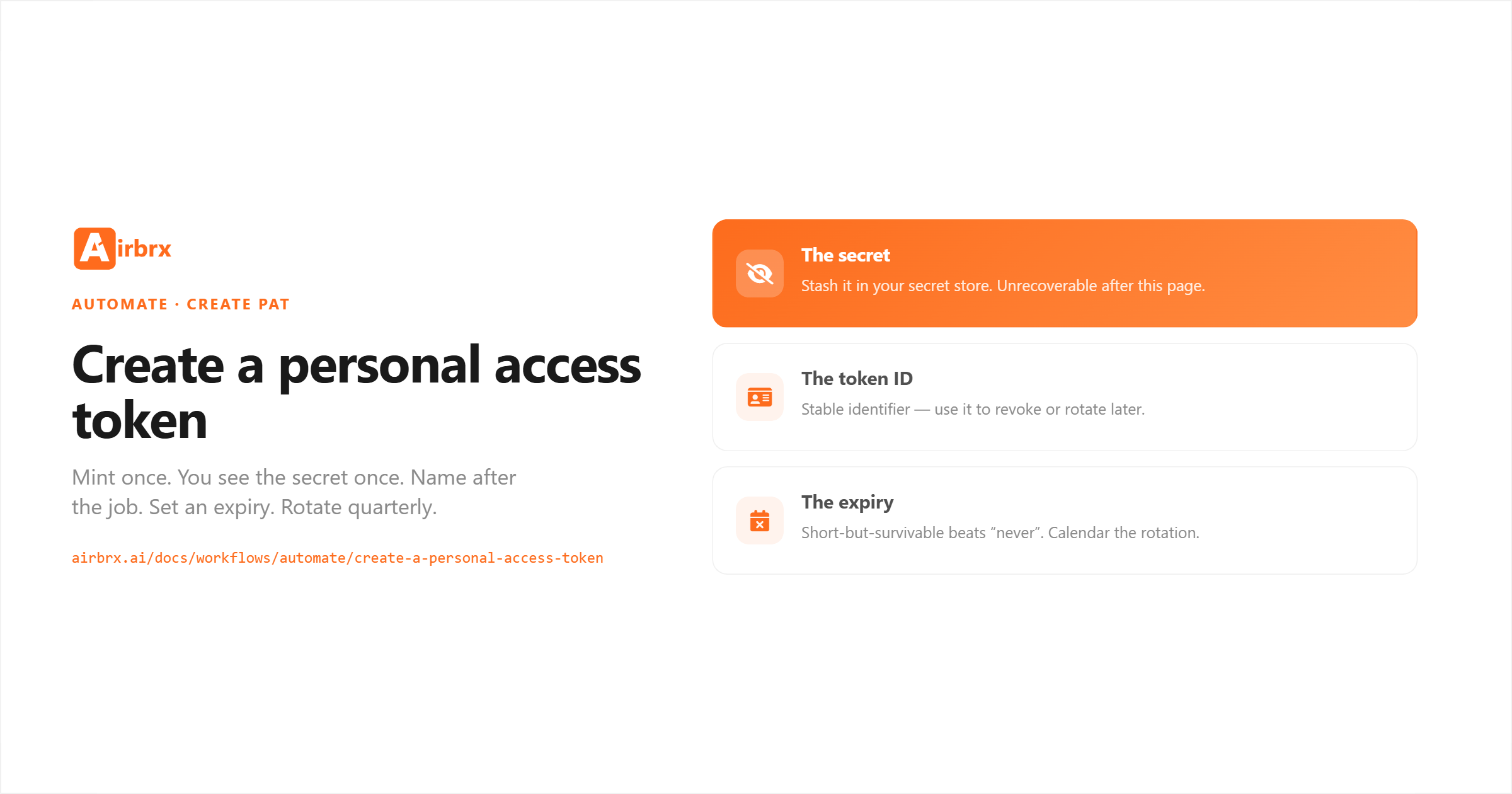 Create a personal access token — Airbrx workflows